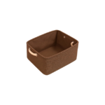 Opbevaringspose i stof - brun, beige og grå, foldbar med rebhåndtag og stiv form
