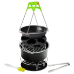 Tilbehørssæt til airfryer til rund model med 10 dele til bagning, grill og løft af varme forme