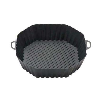 Silikoneform til airfryer med rillet bund og håndtag til renere kurv og nemmere madlavning