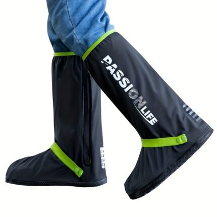 Waterproof Shoe Covers with High Shaft and Anti-Slip Sole