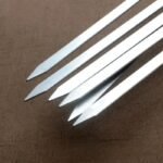 Grill Skewers 6 Pack in Stainless Steel with Flat Design, Wooden Handle and Storage Bag for Kebab and Grilled Dishes - Image 2