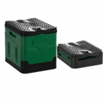 Portable Camping Toilet in Green, Grey and Black – Foldable Design with Lid for Camping and Travel - Image 3