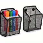 Magnetisk penneholder i rustfrit stål med mesh til whiteboard og køleskab