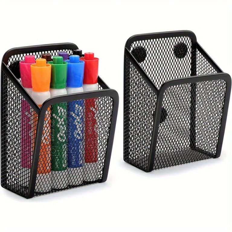 Magnetisk penneholder i rustfrit stål med mesh til whiteboard og køleskab