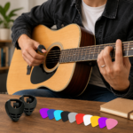 10 guitarplektre med 2 selvklæbende plekterholdere - Image 2