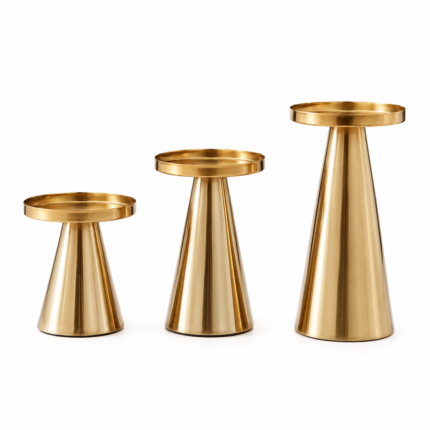 Set of 3 Metal Candle Holders for Dinner Candles