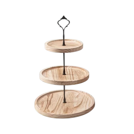 Cake Stand in Wood with 2 or 3 Tiers and Handle