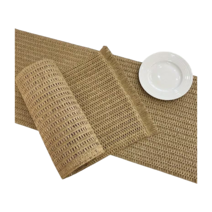 Decorative Table Runner with Fringes in Crocheted Look – 30 × 155 Cm