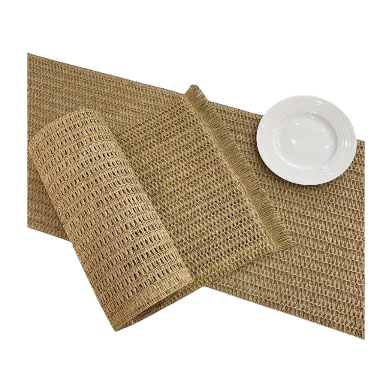 fa019331-f76e-4c4d-8f0a-da1f222264ad (8) Decorative Table Runner with Fringes in Crocheted Look – 30 × 155 Cm - Image 1