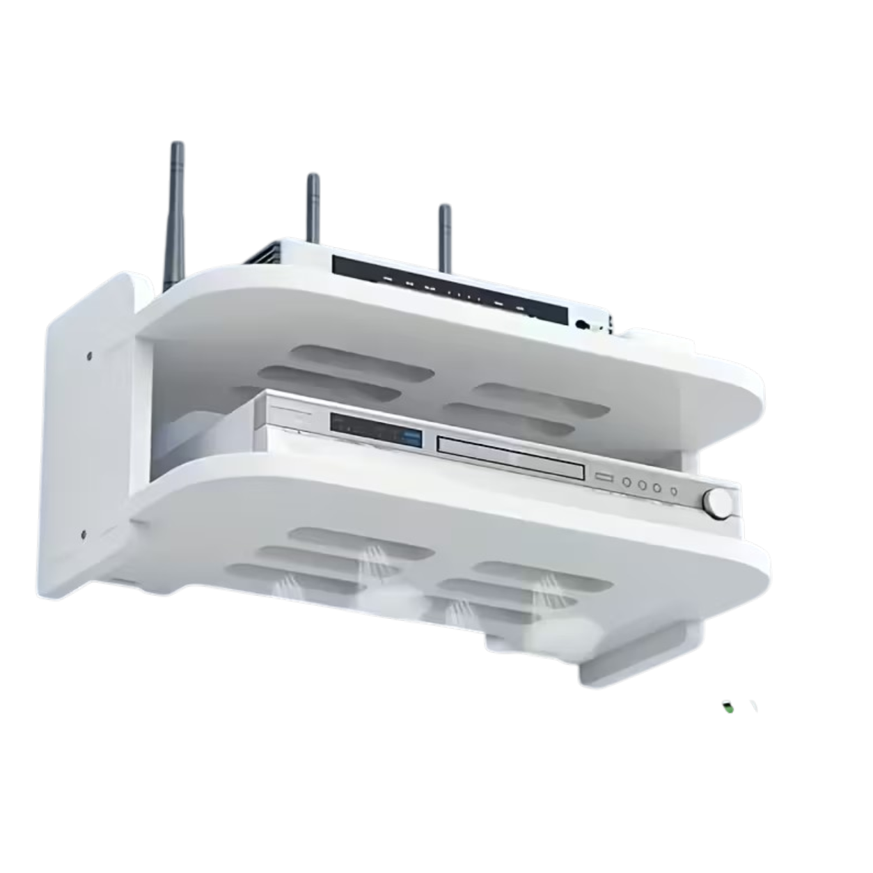 image (26) Wall-Mounted Shelf for Router and TV Box with 2 Levels