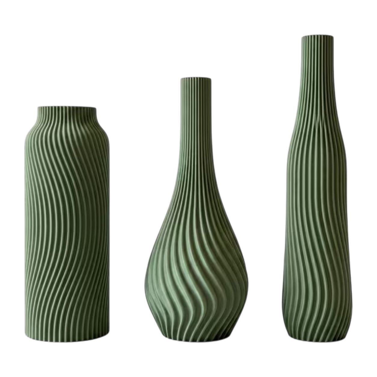 image (4) Decorative Vase Set with Spiral Structure – 3 Vases