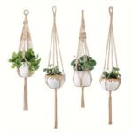 Makramé planteophæng 4-pak i polyester til hængende blomsterpotter