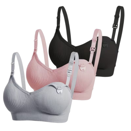 Nursing Bra with Nursing Clips and Removable Inserts – 3 Pack