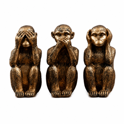 Set of 3 Monkey Figures in Resin – See No Evil, Hear No Evil, Speak No Evil