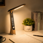 Foldbar LED-bordlampe med ur og genopladeligt batteri - Image 2