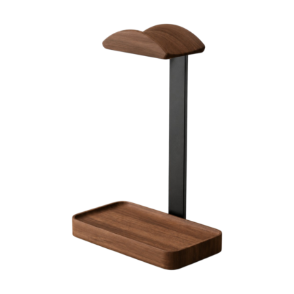 Headphone Holder in Walnut Wood with Storage Tray