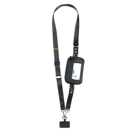 Justerbar crossbody telefonrem med kortholder og håndledsrem