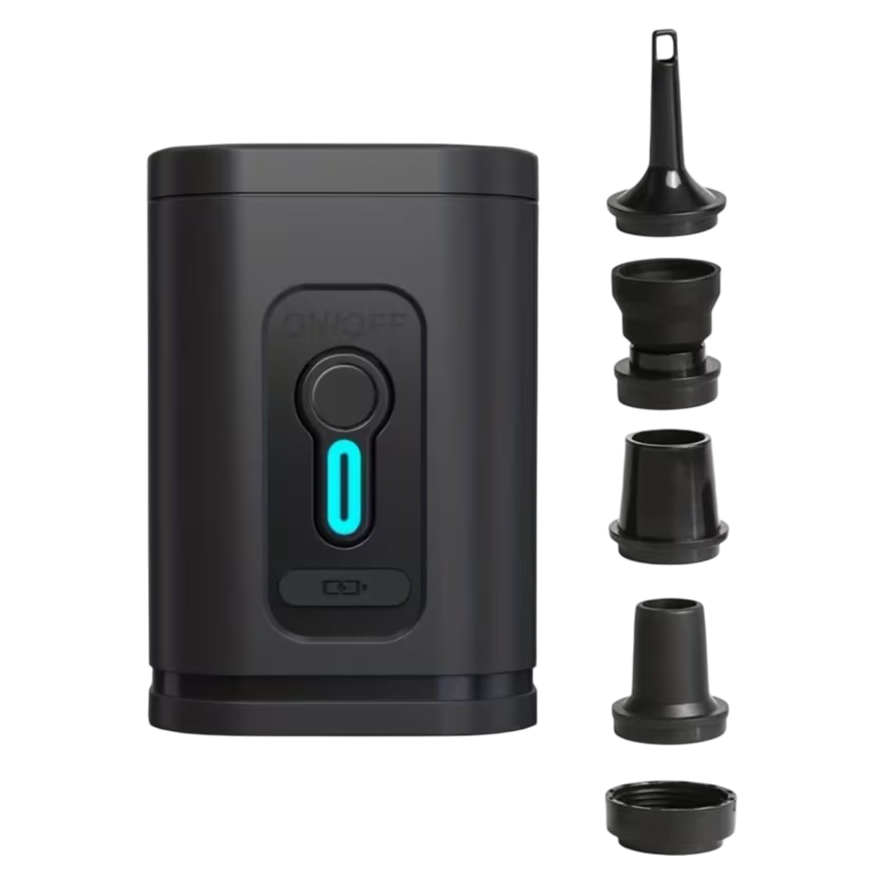 Image (13) Kompakt genopladelig mini luftpumpe med 1200 mAh batteri, USB-C og 5 dyser. Til luftmadrasser, badelegetøj og vakuumposer på camping, rejser og i hjemmet.