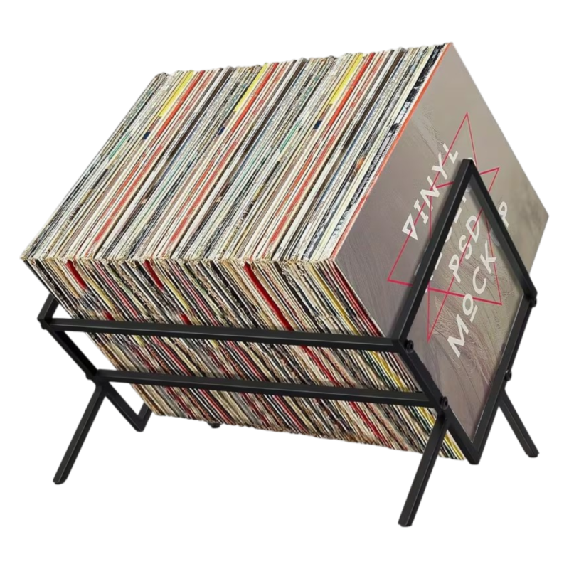 Vinyl Record Holder for 80-100 Records with Metal Stand