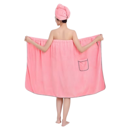 Bath Towel As Bathrobe with Shower Cap – 2 Pieces