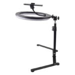 Overhead mobilstativ med LED-lys, 360 graders rotation og justerbar telefonholder