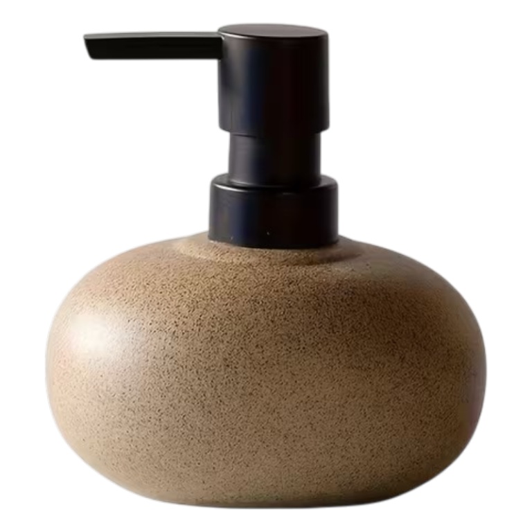 Keramisk sæbedispenser i Wabi-Sabi stil med manuel pumpe