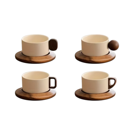 Keramisk kaffekop med underkop – 250 ml