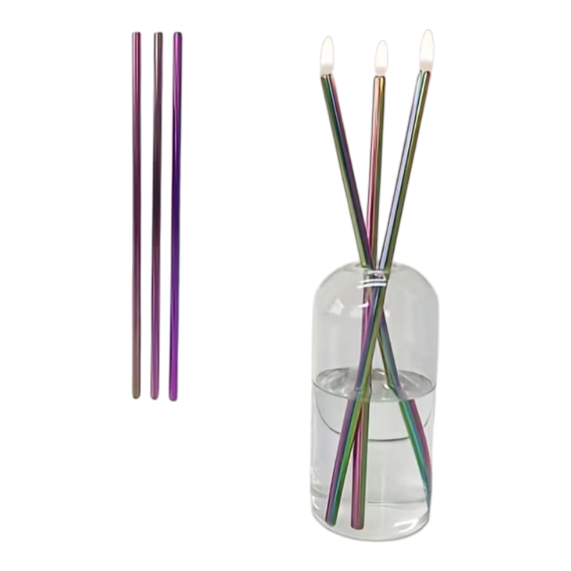 transparent (37) Tre genanvendelige olielampevæger i rustfrit stål med indvendig glasfiberkerne