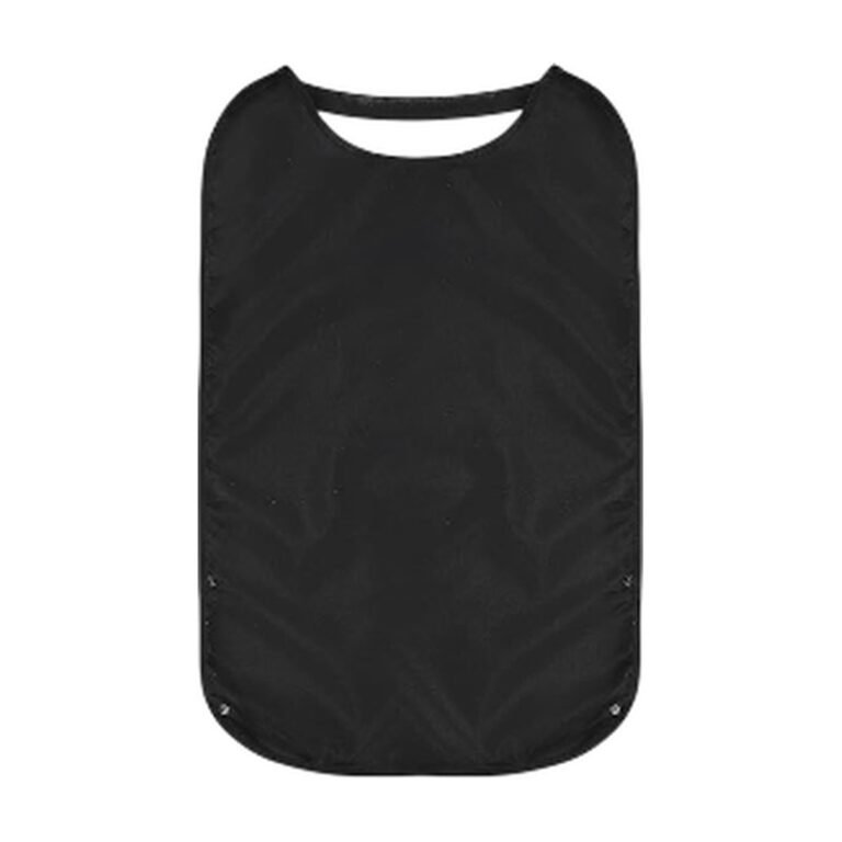 Black Apron for Adults with Elastic and Crumb Collector for Washable Use During Meals