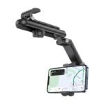 Rotatable Sun Visor Holder for Mobile in Black with Adjustable Angle and Stable Mounting in the Car