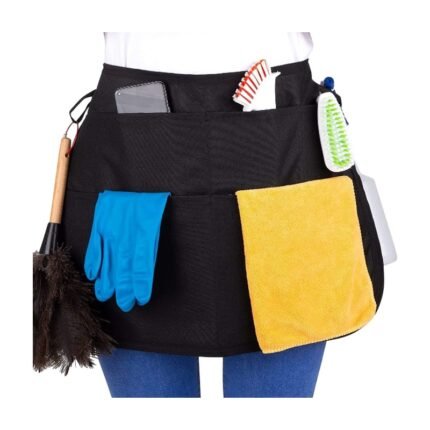 Adjustable Apron with Pockets in Black - 5 Spacious Pockets and Adjustable Waist for Organised Work