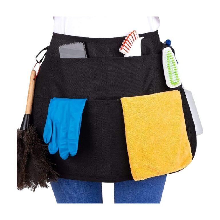 Adjustable Apron with Pockets in Black - 5 Spacious Pockets and Adjustable Waist for Organised Work