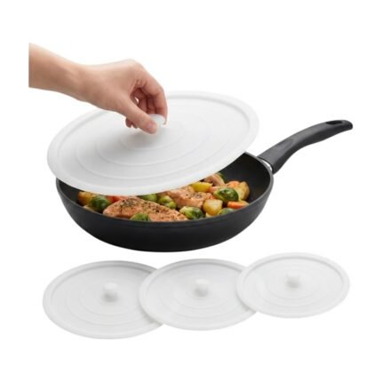 Silicone Lids with Suction Function in White, 3 Pcs for Tight Coverage and Heat Resistant Design