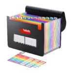 Expandable Desk Folder with 12 Compartments and Tabs for Organised Document Storage on Desk