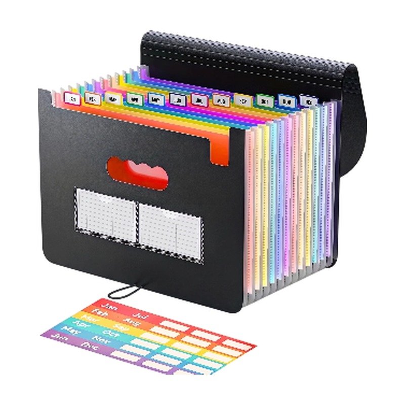 Expandable Desk Folder with 12 Compartments and Tabs for Organised Document Storage on Desk