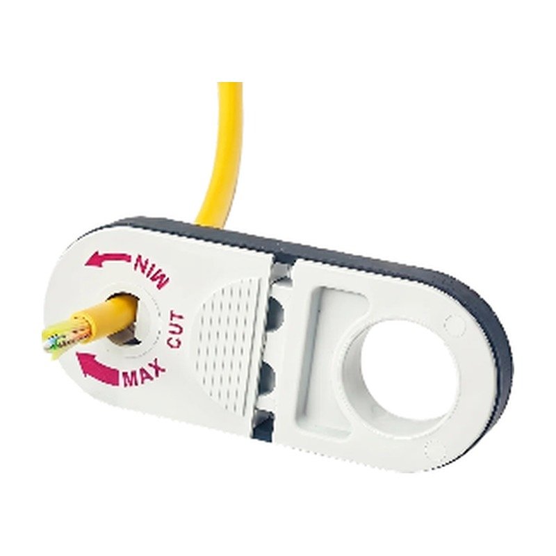 Adjustable Cable Stripping Tool for Precise Stripping of Network and Coaxial Cable in Compact Design