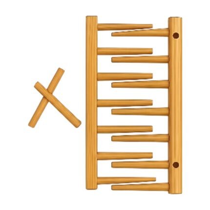 Bamboo Wall Shelf with Foldable Hooks - Space-Saving Storage for Wall in Light Wood Finish