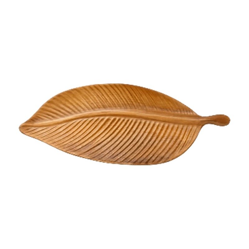 Leaf-Shaped Tray in Natural Wood – Decorative Storage with Organic Shape for Home's Small Items