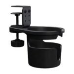 Adjustable Table Cup Holder for Edge with Screw Clamp and Space-Saving Storage for Beverages