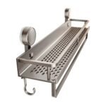 Shower Partition Organiser with Hook and Rod for Space-Saving Storage and Easy Installation