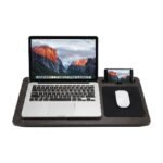 Portable Laptop Table in Dark Brown and Black with Mouse Pad and Wrist Support for Bed and Sofa