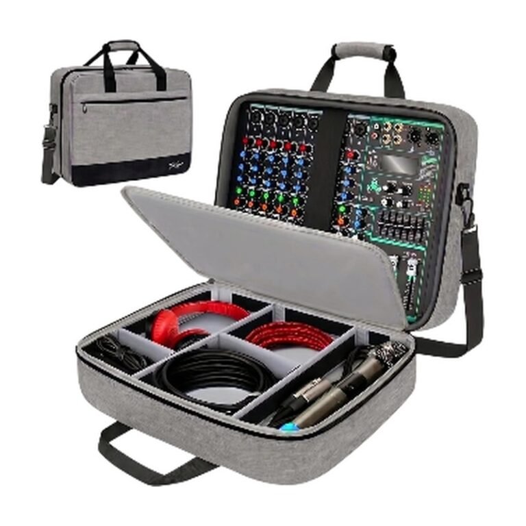 DJ Mixer Bag with Adjustable Compartments and Protective Padding for Safe Transport of Audio Equipment