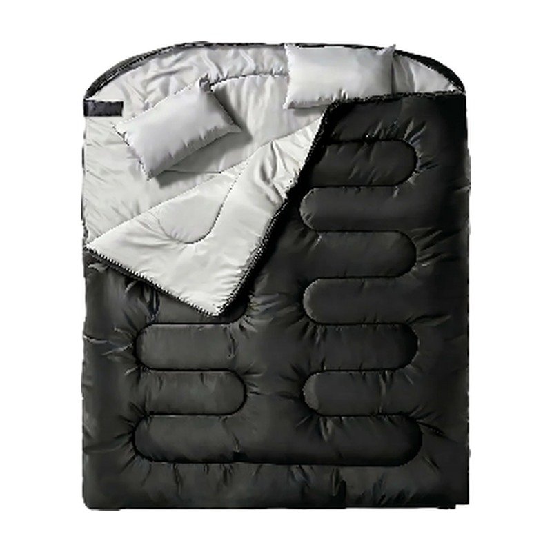 Double Camping Sleeping Bag for 2 People with 2 Pillows