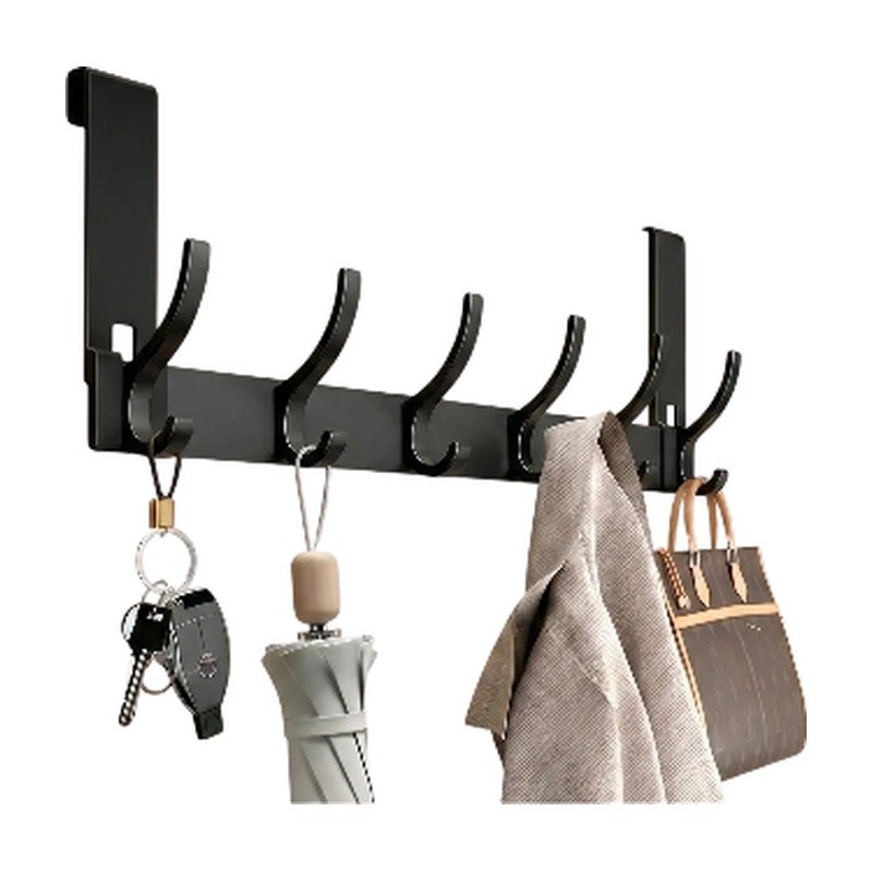 Door Hook Over the Door for Storage Without Tools with Multiple Hooks and Space-Saving Hanger