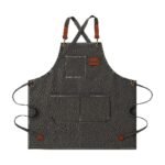 Canvas Apron in Grey, Blue, Brown, Green and Black with Adjustable Straps and Front Pockets