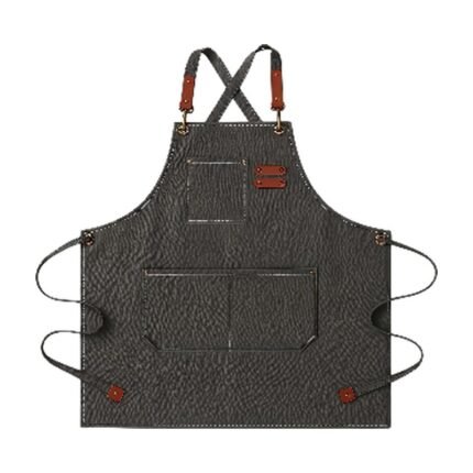 Canvas Apron in Grey, Blue, Brown, Green and Black with Adjustable Straps and Front Pockets