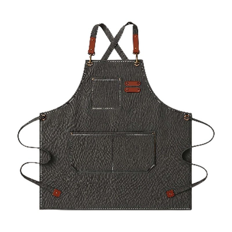 Canvas Apron in Grey, Blue, Brown, Green and Black with Adjustable Straps and Front Pockets