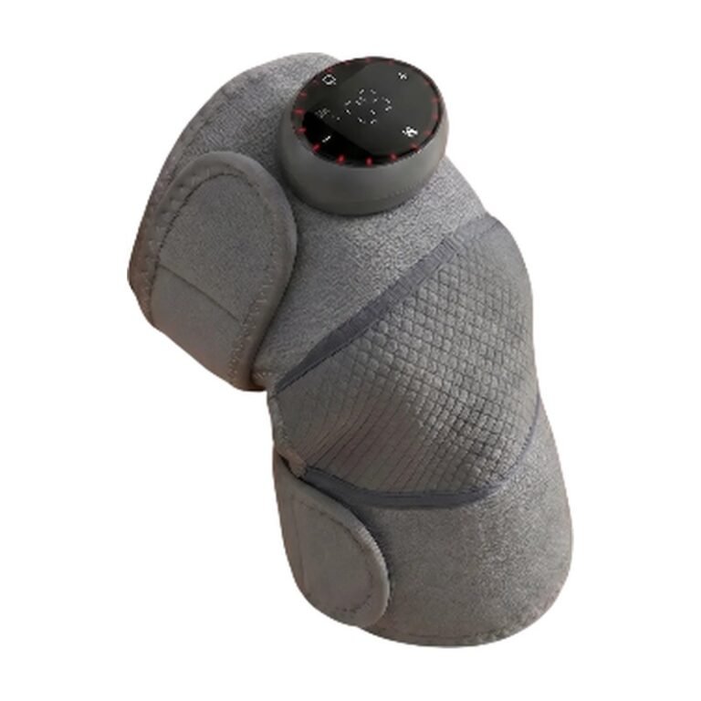 Rechargeable Knee Massager with Heat in Grey and Black with Adjustable Intensity and Control Panel