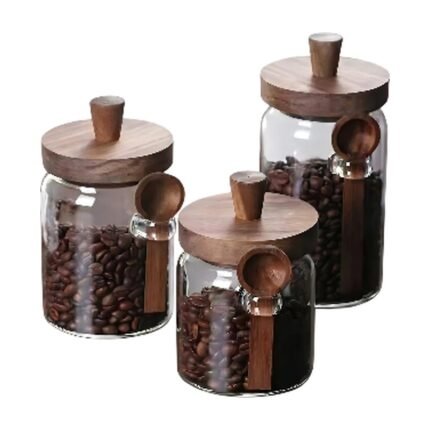 Storage Jars with Lids and Spoons - Set of 3 Sizes