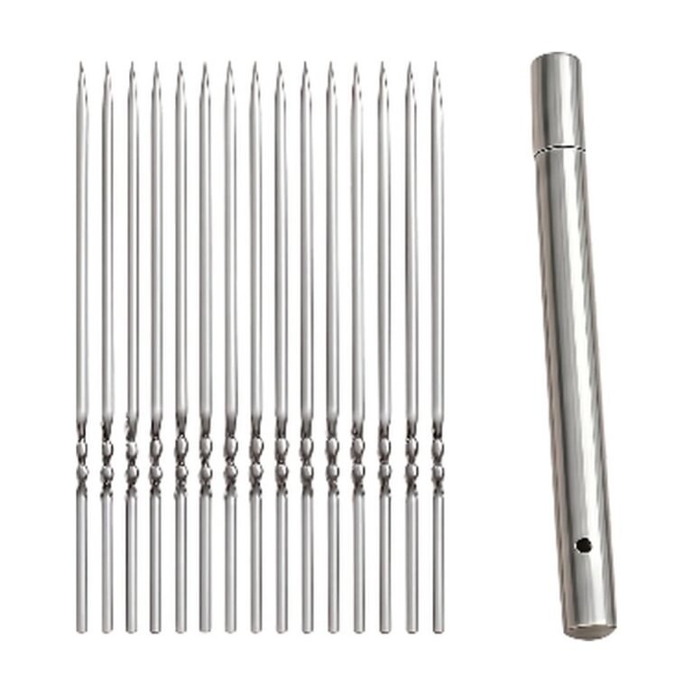 Stainless Steel Skewers with 15 Skewers and Practical Storage Tube for Grilling and Cooking